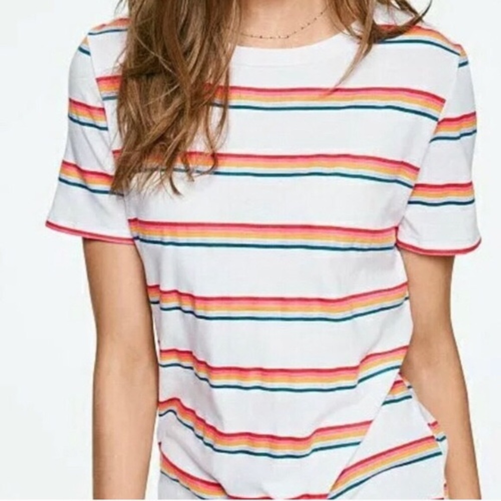Pink Victoria’s Secret Crew Tee White Rainbow New - Picture 2 of 9